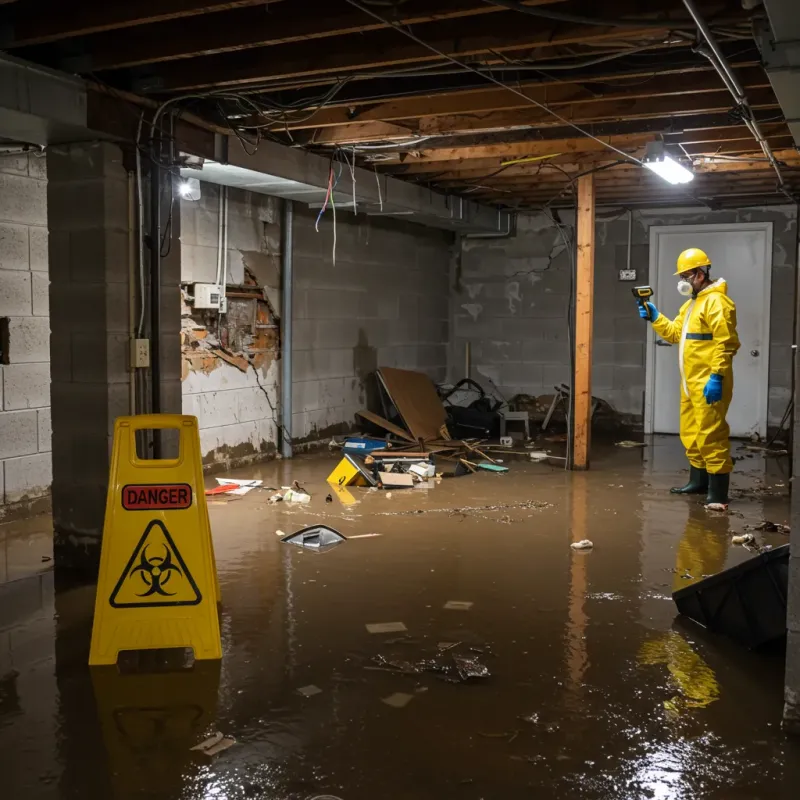 Flooded Basement Electrical Hazard in Odon, IN Property